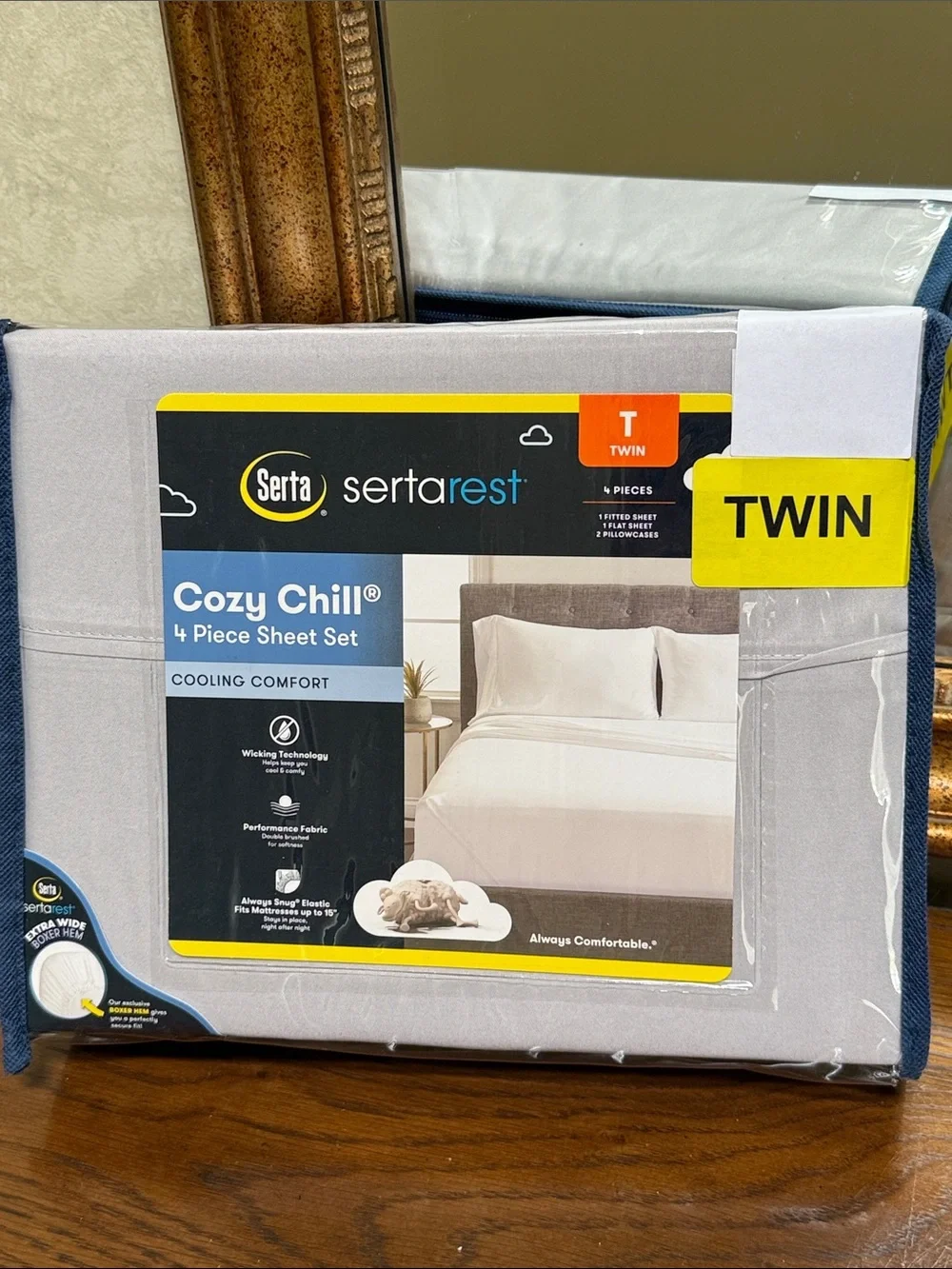Serta Chill Cooling Twin Sheet Set in Light Gray - 4 Piece